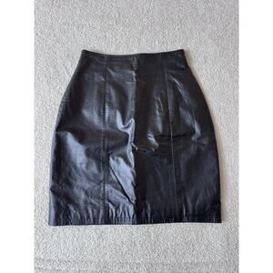 vintage Byrnes & Baker black leather skirt size 4